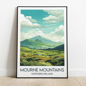 Mourne Mountains Travel Print - Northern Ireland Poster - Custom Personalised Wedding Birthday Gift