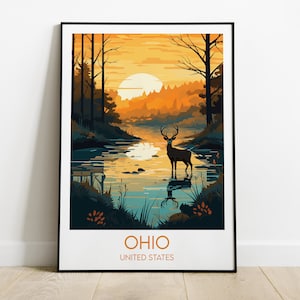 Ohio Travel Print - United States Poster - Custom Personalised Wedding Birthday Gift