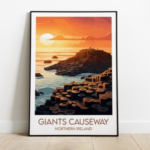 Giants Causeway Travel Print - Northern Ireland Poster - Custom Personalised Wedding Birthday Gift