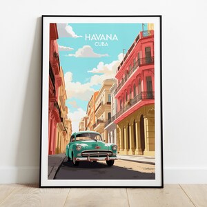 Impressão de viagem em Havana - Pôster de Cuba - Presente de aniversário de casamento personalizado