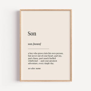 Sohn Definition Print - Wörterbuch Poster - Geburtstag Familie Wand Kunst Lustiges Geschenk für Ihn