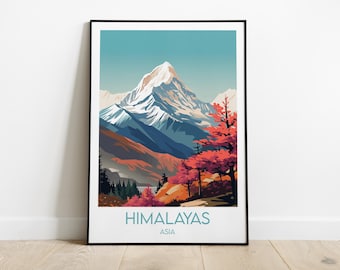 Himalayan Mountains Travel Print - Nepal Poster - Custom Personalised Wedding Birthday Gift