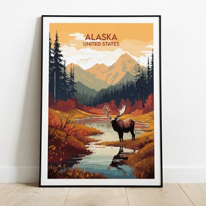 Impression de voyage en Alaska - Poster États-Unis - Cadeau d'anniversaire de mariage personnalisé