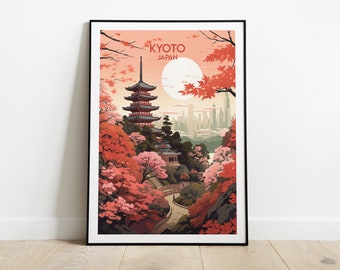Kyoto Travel Print - Japan Poster - Custom Personalised Wedding Birthday Gift