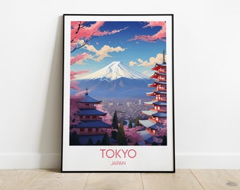 Tokyo Travel Print - Japan Poster - Custom Personalised Wedding Birthday Gift