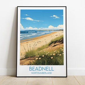 Beadnell Reise-Druck - Northumberland Poster - Individuell personalisiertes Hochzeits-Geburtstagsgeschenk