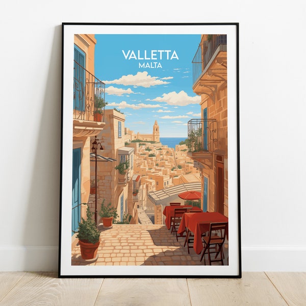 Valletta Travel Print - Malta Poster - Custom Personalised Wedding Birthday Gift