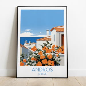 Andros Reise Print - Griechenland Poster - Individuell personalisiertes Hochzeit Geburtstagsgeschenk