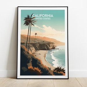 Impression de voyage en Californie - Poster des États-Unis - Cadeau d&#39;anniversaire de mariage personnalisé personnalisé