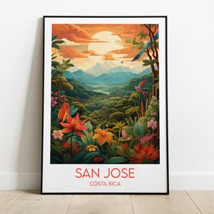 San Jose Travel Print - Costa Rica Poster - Custom Personalised Wedding Birthday Gift