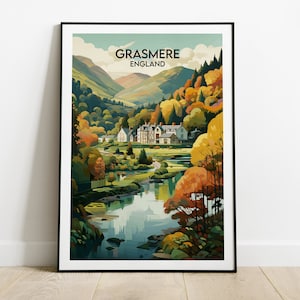 Grasmere Travel Print - United Kingdom Poster - Custom Personalised Wedding Birthday Gift