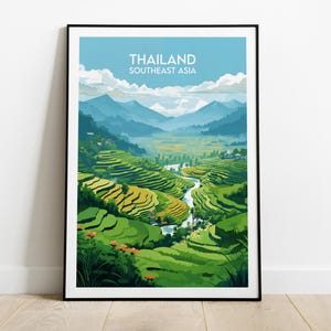 Thailand Travel Print - Southeast Asia Poster - Custom Personalised Wedding Birthday Gift