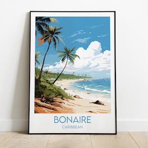 Impression de voyage Bonaire - Poster Caraïbes - Cadeau d'anniversaire de mariage personnalisé