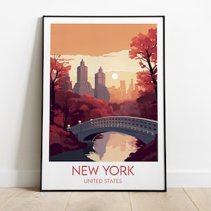 Central Park Travel Print - New York Poster - Custom Personalised Wedding Birthday Gift