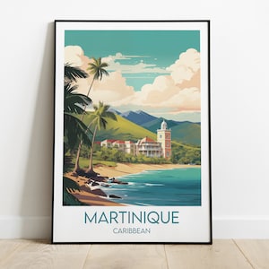 Martinique Travel Print - Caribbean Poster - Custom Personalised Wedding Birthday Gift