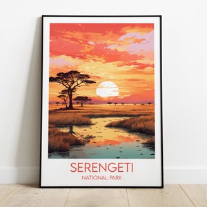 Serengeti National Park Travel Print - Tanzania Poster - Custom Personalised Wedding Birthday Gift