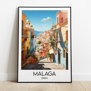 Impression de voyage Malaga - Poster Espagne - Cadeau d'anniversaire de mariage personnalisé
