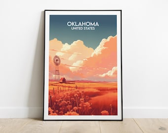 Oklahoma Travel Print - United States Poster - Custom Personalised Wedding Birthday Gift