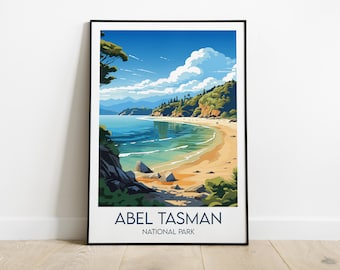 Park Narodowy Abel Tasman Wydruk podróżny - Plakat z Nowej Zelandii - Spersonalizowany prezent ślubny na urodziny