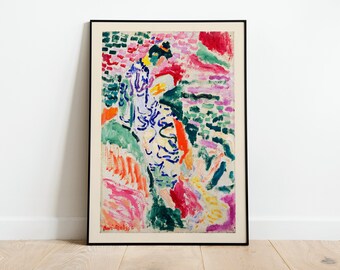 Matisse La Japonaise Bordered Exhibition Print Poster | A3 A4 A5 | Ultra wysokiej jakości klasyczne kwiaty vintage wystrój domu ściana art deco