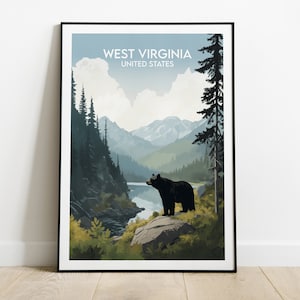 West Virginia Reisedruck - USA Poster - Individuell personalisiertes Hochzeit Geburtstagsgeschenk