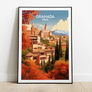 Impression de voyage Grenade - Poster Espagne - Cadeau d'anniversaire de mariage personnalisé