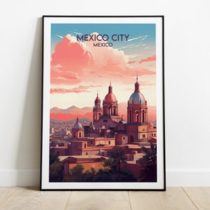 Impression de voyage à Mexico - Poster Mexique - Cadeau d&#39;anniversaire de mariage personnalisé
