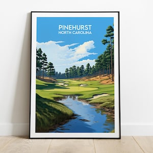 Pinehurst Golf Travel Print - North Carolina Poster - Custom Personalised Wedding Birthday Gift