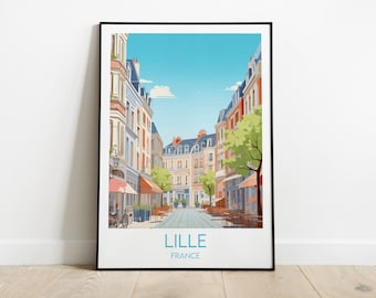Lille Travel Print - France Poster - Custom Personalised Wedding Birthday Gift