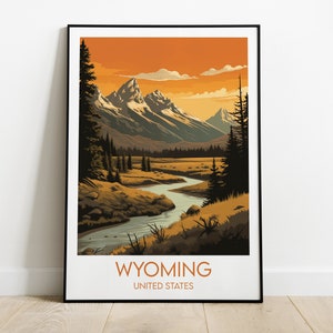 Impression voyage Wyoming - Poster Etats-Unis - Cadeau d'anniversaire de mariage personnalisé