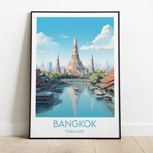 Bangkok Travel Print - Thailand Poster - Custom Personalised Wedding Birthday Gift