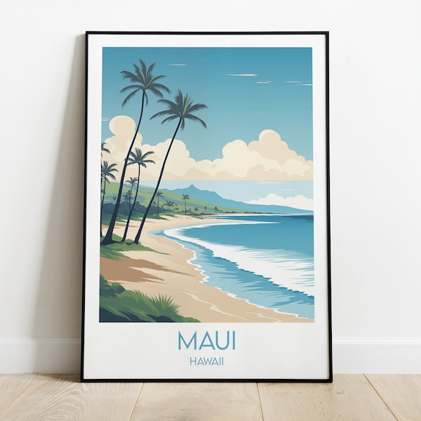Maui Travel Print - Hawaii Poster - Custom Personalised Wedding Birthday Gift