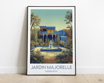 Stampa di viaggio Jardin Majorelle - Poster di Marrakech, Marocco - Regalo di compleanno personalizzato per matrimonio