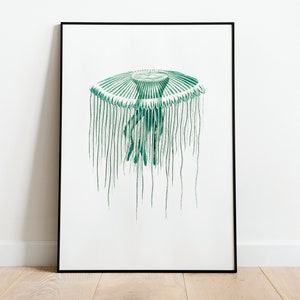 Jellyfish Ocean Print Wall Art  Poster | A3 A4 A5 | Vintage Marine Coastal Beach Nautical Fish Picture