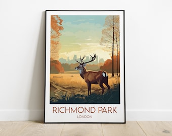 Richmond Park Travel Print - London Poster - Custom Personalised Wedding Birthday Gift
