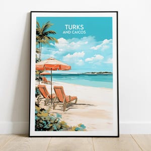 Turks And Caicos Travel Print - Caribbean Poster - Custom Personalised Wedding Birthday Gift