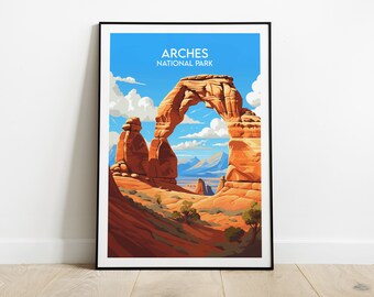 Impression de voyage du parc national des Arches - affiche de l'Utah - cadeau d'anniversaire de mariage personnalisé