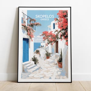 Impresión de viaje de Skopelos - Póster de Grecia - Regalo personalizado de boda o cumpleaños