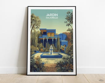 Stampa di viaggio Jardin Majorelle - Poster di Marrakech, Marocco - Regalo di compleanno personalizzato per matrimonio