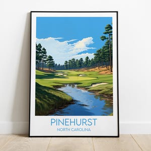 Pinehurst Golf Travel Print - North Carolina Poster - Custom Personalised Wedding Birthday Gift
