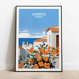 Andros Reise Print - Griechenland Poster - Individuell personalisiertes Hochzeit Geburtstagsgeschenk