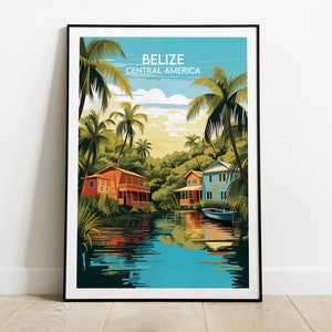 Impression voyage Belize - Poster Amérique centrale - Cadeau d'anniversaire de mariage personnalisé