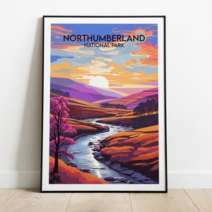 Northumberland National Park Travel Print - England Poster - Custom Personalised Wedding Birthday Gift
