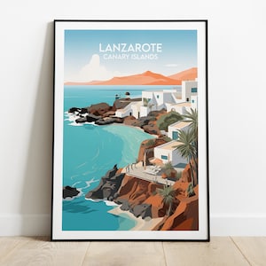 Impression de voyage Lanzarote - Poster îles Canaries - Cadeau d'anniversaire de mariage personnalisé