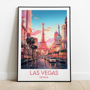 Las Vegas Travel Print - Nevada Poster - Custom Personalised Wedding Birthday Gift