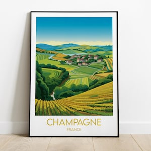 Champagne Vineyards Travel Print - France Poster - Custom Personalised Wedding Birthday Gift