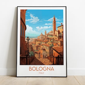 Impression de voyage à Bologne - Poster Italie - Cadeau d'anniversaire de mariage personnalisé