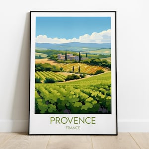 Provence Vineyards Travel Print - France Poster - Custom Personalised Wedding Birthday Gift
