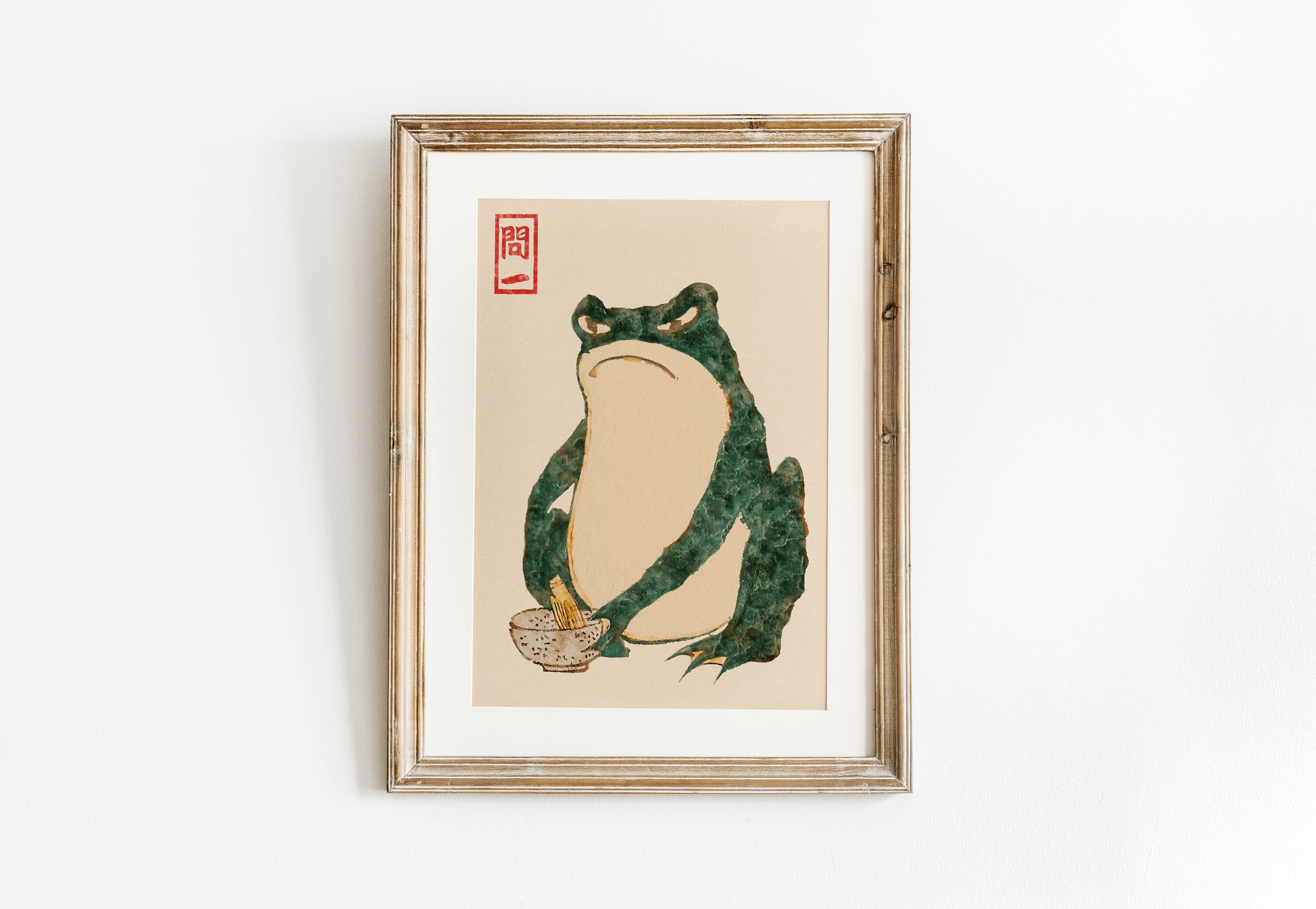 Japanese Frog Wabi Sabi Print | A3 A4 A5 | Japanese Vintage