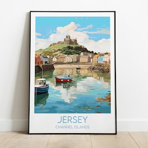 Stampa di viaggio Jersey - Poster delle Isole del Canale - Regalo di compleanno personalizzato per matrimonio